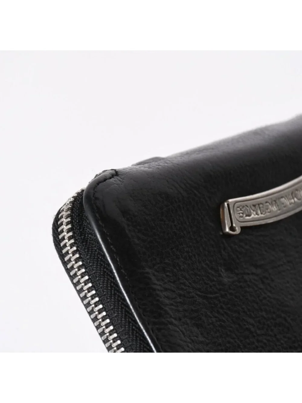 Chrome Hearts Bifold Wallet Bank Rover Leather Black 925 Sterling Silver